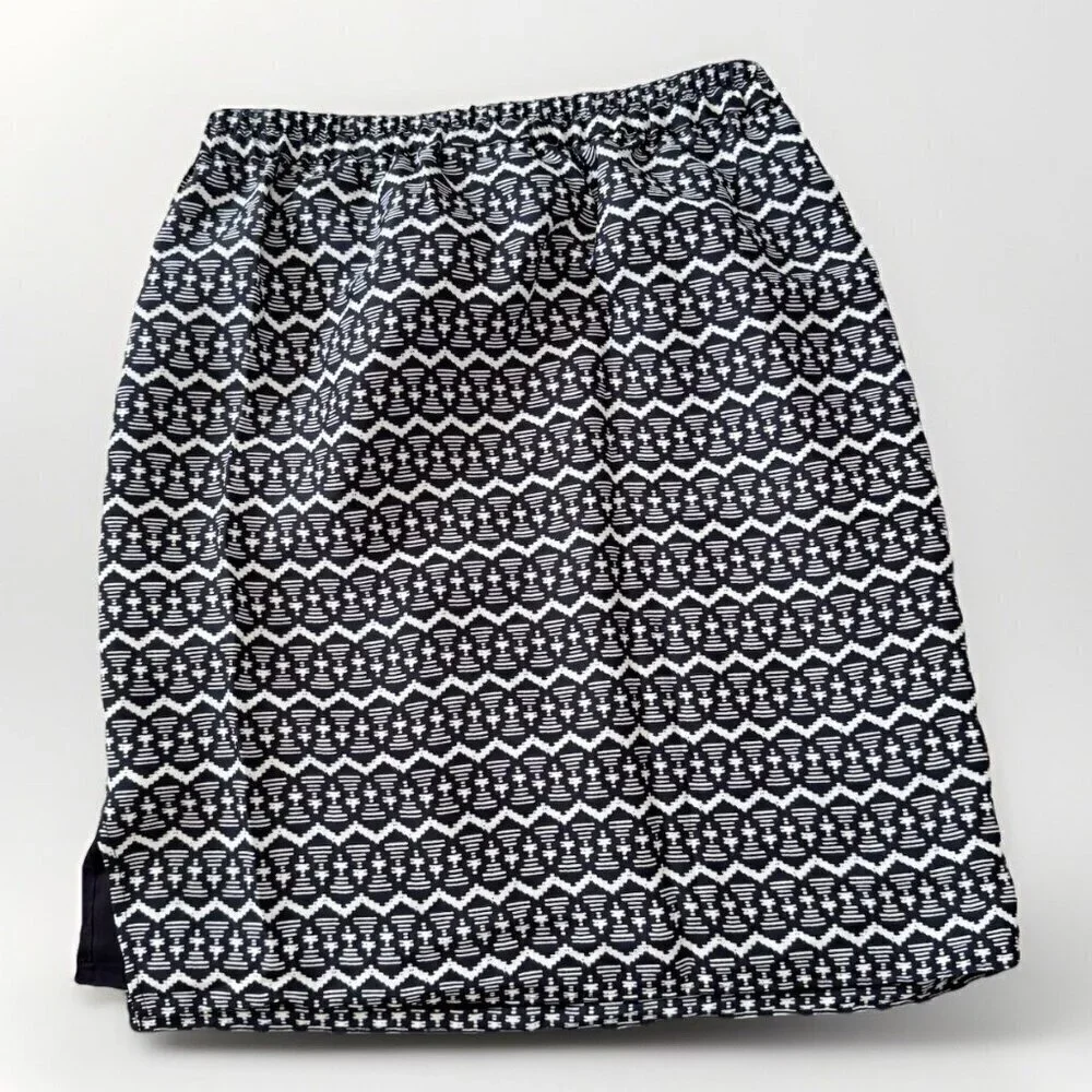 Ann Taylor LOFT Skirt Womens Small Black Geo Print Elastic Waist Pull On Lined